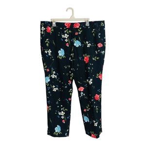 2264 NWT Worthington Black Floral Botanical Modern Fit Slim Leg Pants 18